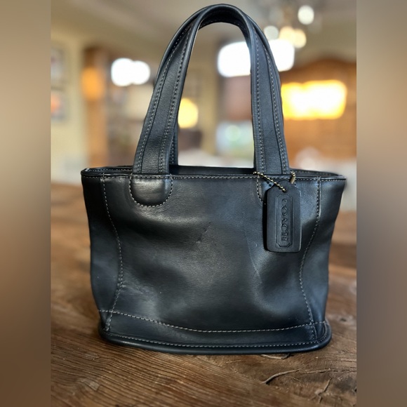 🌸Vintage COACH Mini Bleeker Small Bucket Tote -Black lightly used RARE FIND - Picture 2 of 8